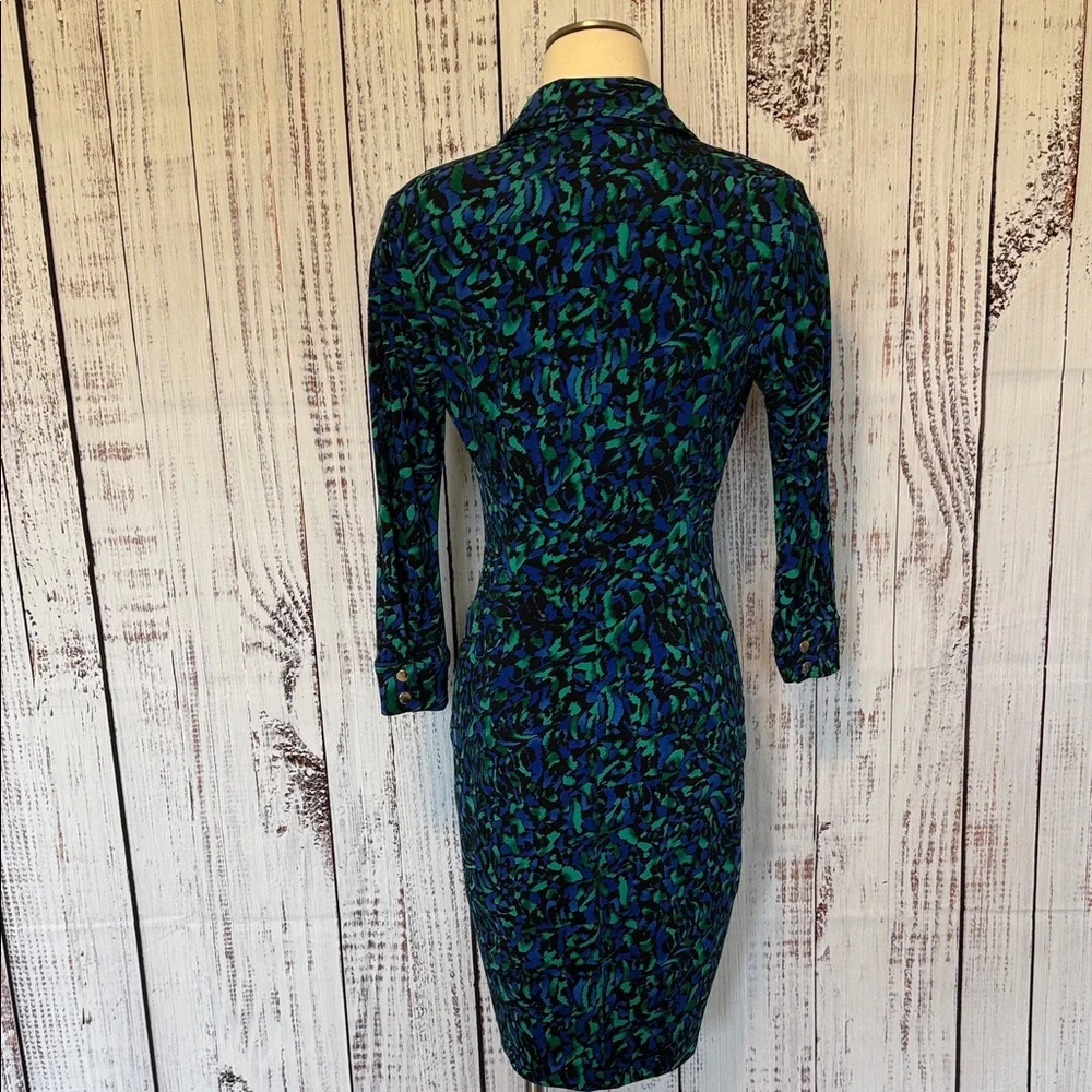 Cache Blue Green‎ Abstract Long-Sleeve Button Dress - Picture 4 of 7
